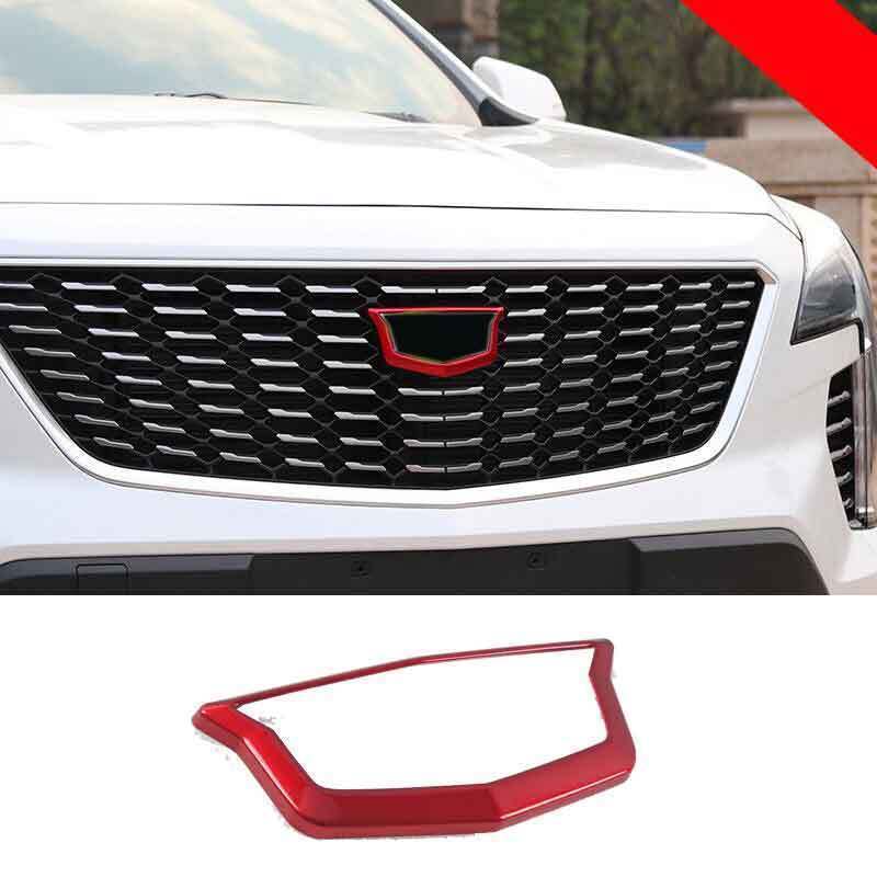 for Cadillac XT4 2019-2023 RED ABS Front Grille Mesh Logo Emblem Frame Trim 1X
