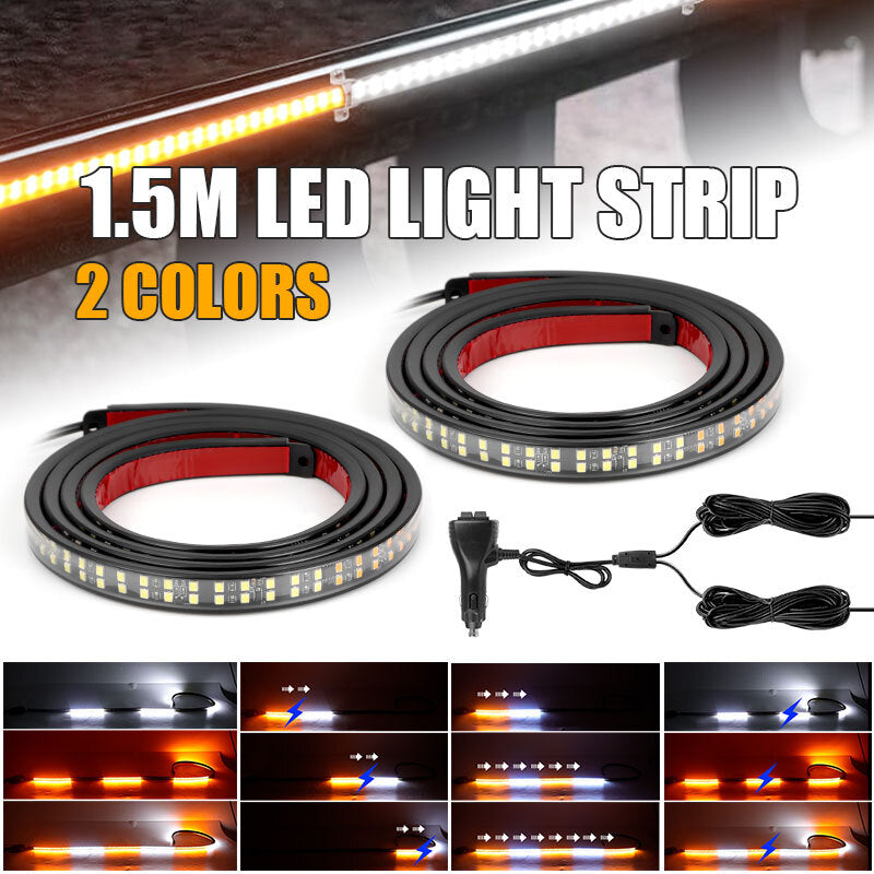 2x 60 inch Emergency Truck Board Strobe Lights Strip LED Running Lamps Bar New