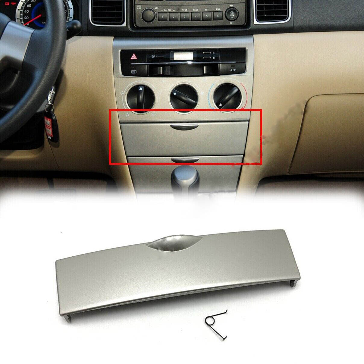 Silver Front Center Console Storage Box Panel Cover for Toyota for Corolla 03-08