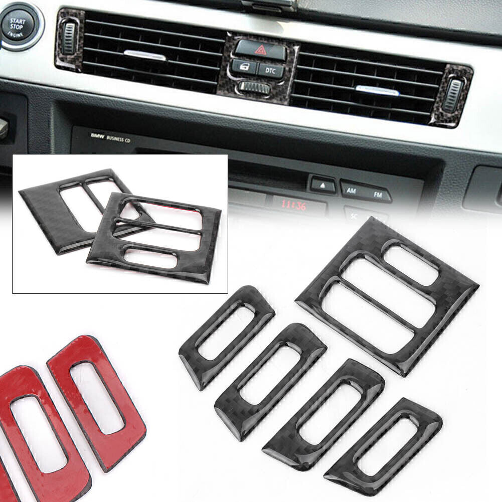 Carbon Fiber Inner Central Air Conditioner Outlet Trim Cover Fit for BMW E90 E92 E93