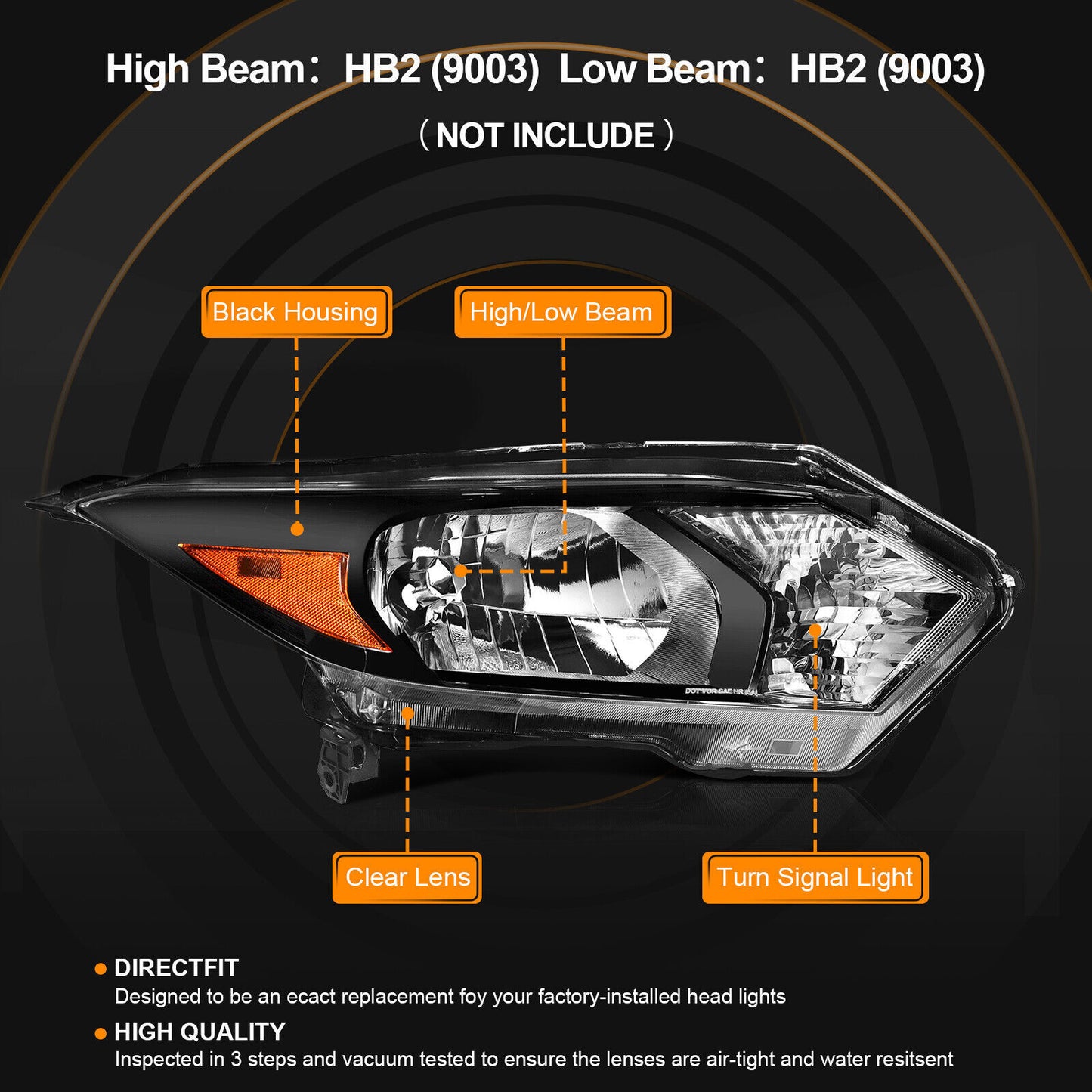 1 Pcs Headlight Assembly For 2016-2018 for HONDA HR-V Black Housing Left New