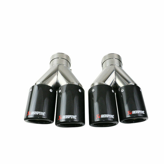 2pcs Carbon Fiber Exhaust Tip Dual Pipe Tips ID:2.5 63mm OD:3 76mm Gloss Black
