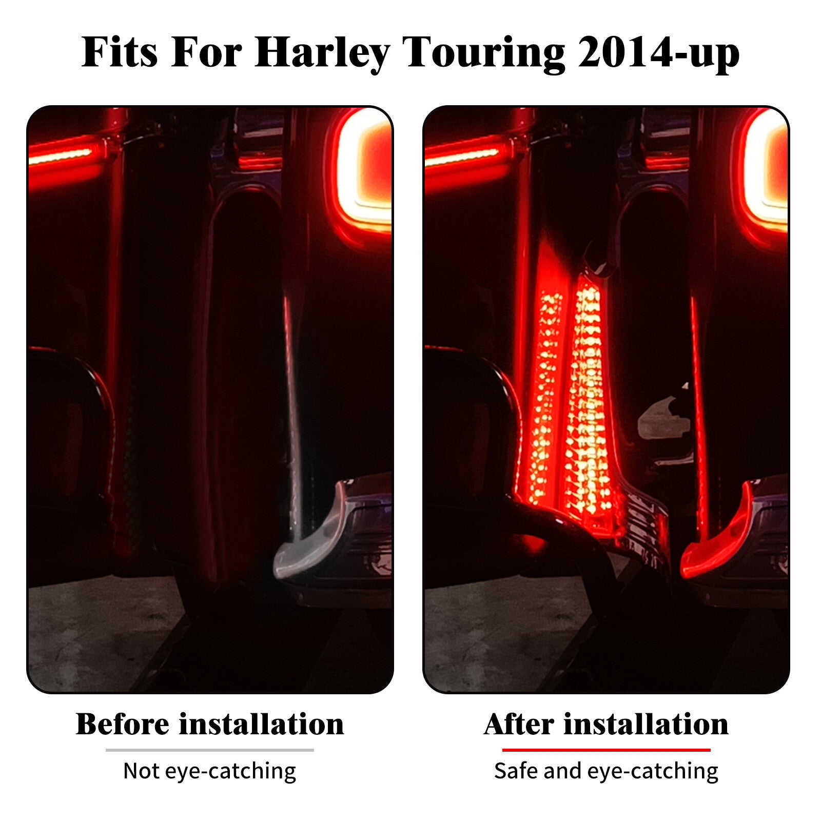 Chrome Fender Filler Panel Turn Singal Light for Harley Road Street Glide 14-23