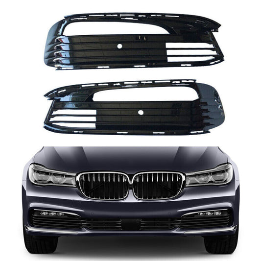 for BMW 740i 750i 2016-2017 Left+Right Front Bumper Fog Lights Mesh Grill Cover