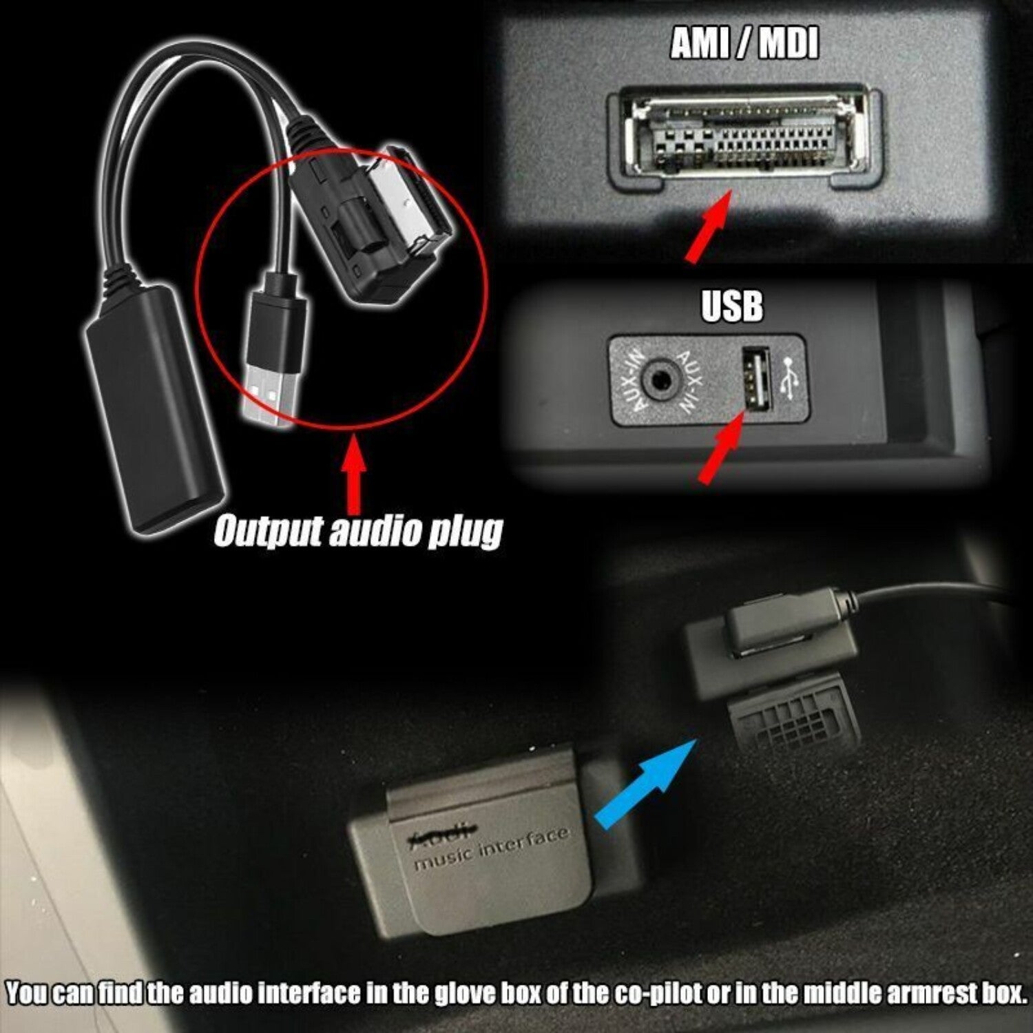 Wireless bluetooth Music Interface AUX Audio Cable Adapter for Audi A5 A6 for A8 Q7