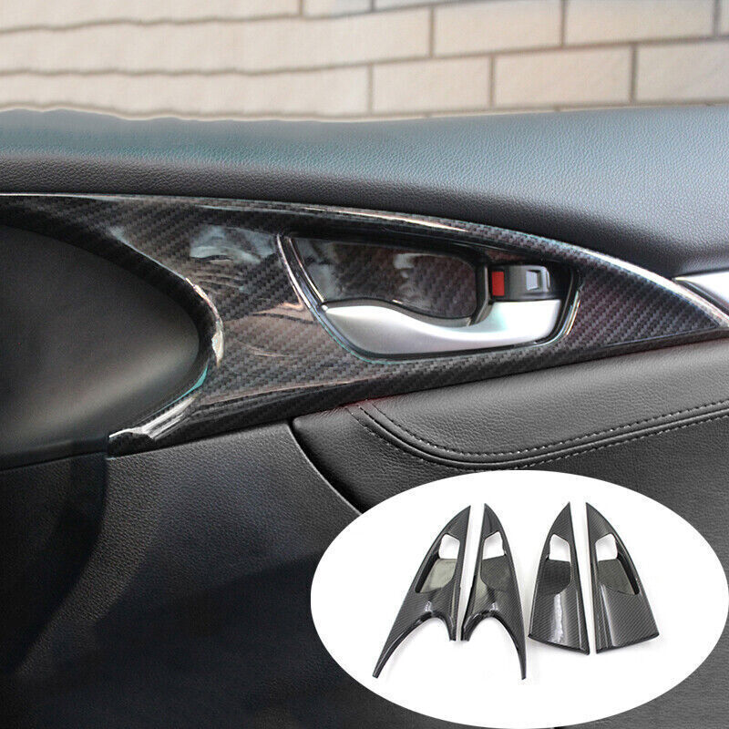 Inner Door Handle Bowl Frame Cover Trim ABS Carbon Fiber for Honda for Civic 2016-21