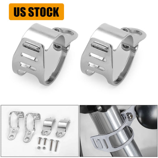 2X Motorcycle Turn Signal Light Mount Bracket Holder for 35-51mm Front Fork