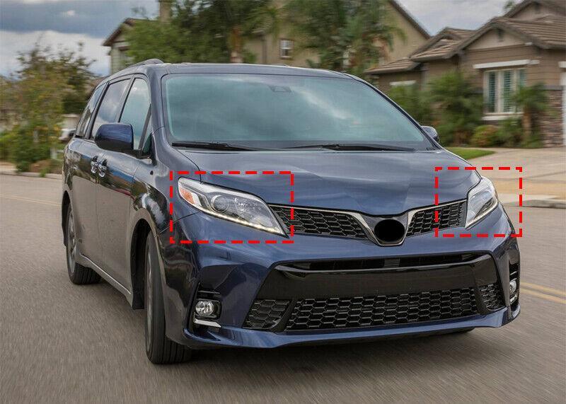 Carbon Fiber Front Headlight Lamp Cover Trim 2pcs for Toyota for Sienna 2018-2020