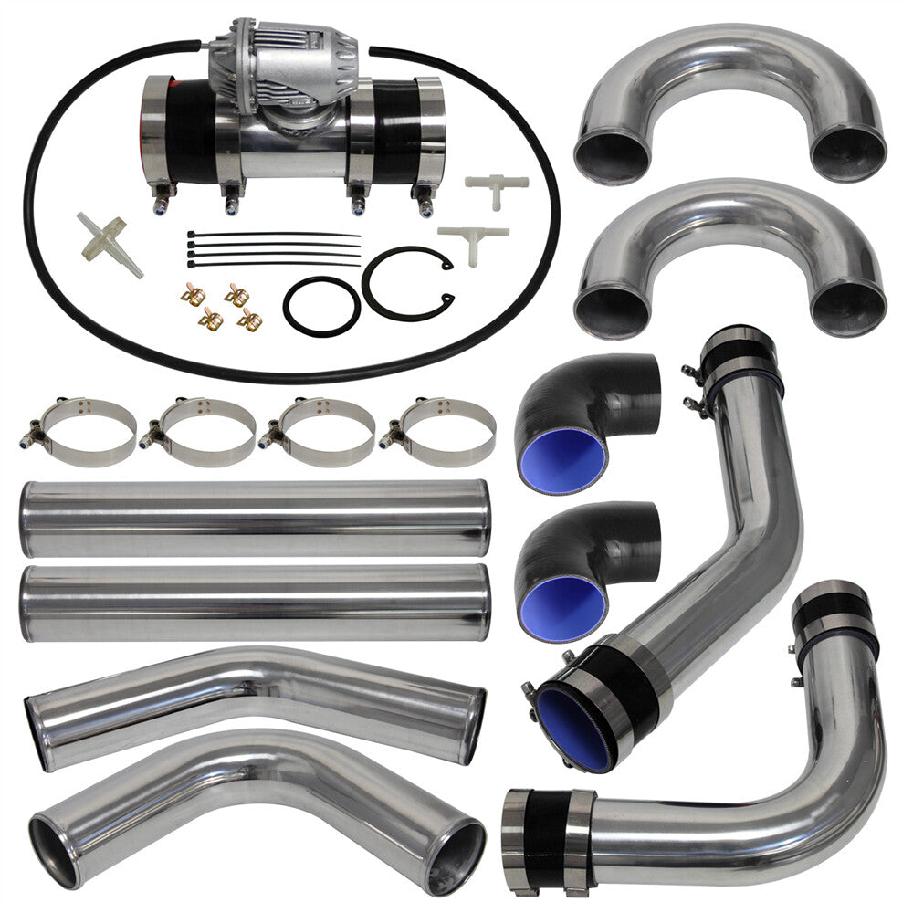 3 76mm Universal Intercooler Piping Kit + BOV Turbo Blow Off Valve Kit Black