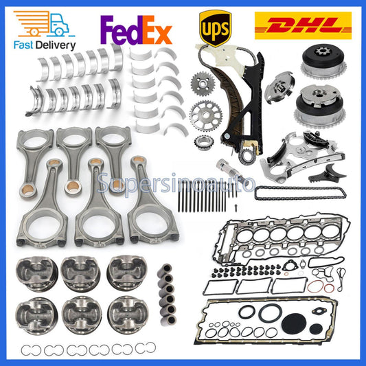 for BMW N55 3.0L Engine Overhaul Rebuild Kit -PistonsConnecting Rod GasketVVT
