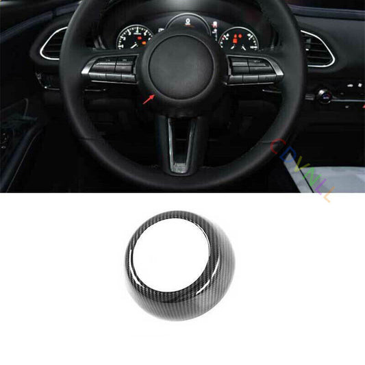 1P for Mazda CX-30 2020-2024 Carbon Fiber Steering Wheel Horn Button Trim Cover