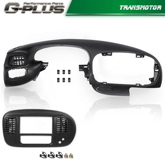 Fits 97-03 F150 Expedition Dash Pad bezel and center dashboard radio bezel in black.