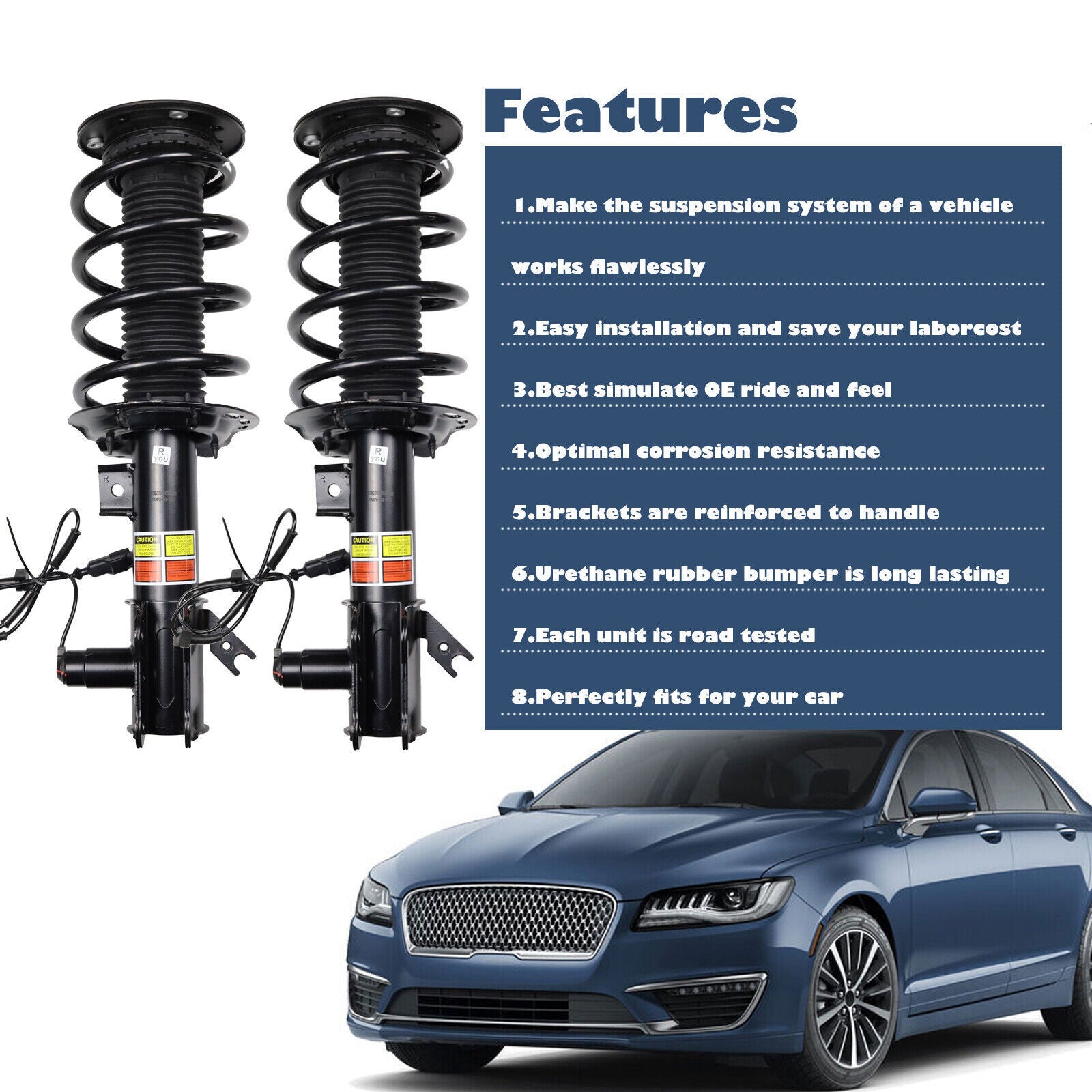 A pair of rear L & R strut assemblies for the 2013-2020 for Lincoln MKZ Gas Electric