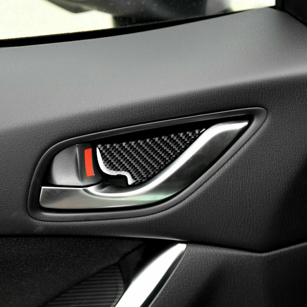 4x Carbon Fiber Car Door Handle Bowl Cover Trim for Mazda CX-5 2014-18
