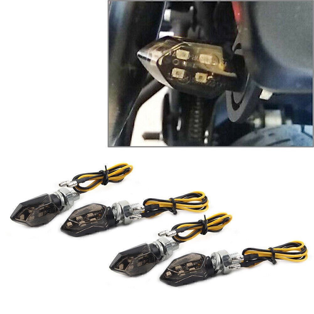 for Mini 12V LED Turn Signals Blinker Light Indicator Amber Lamp Motorcycle 4X UK