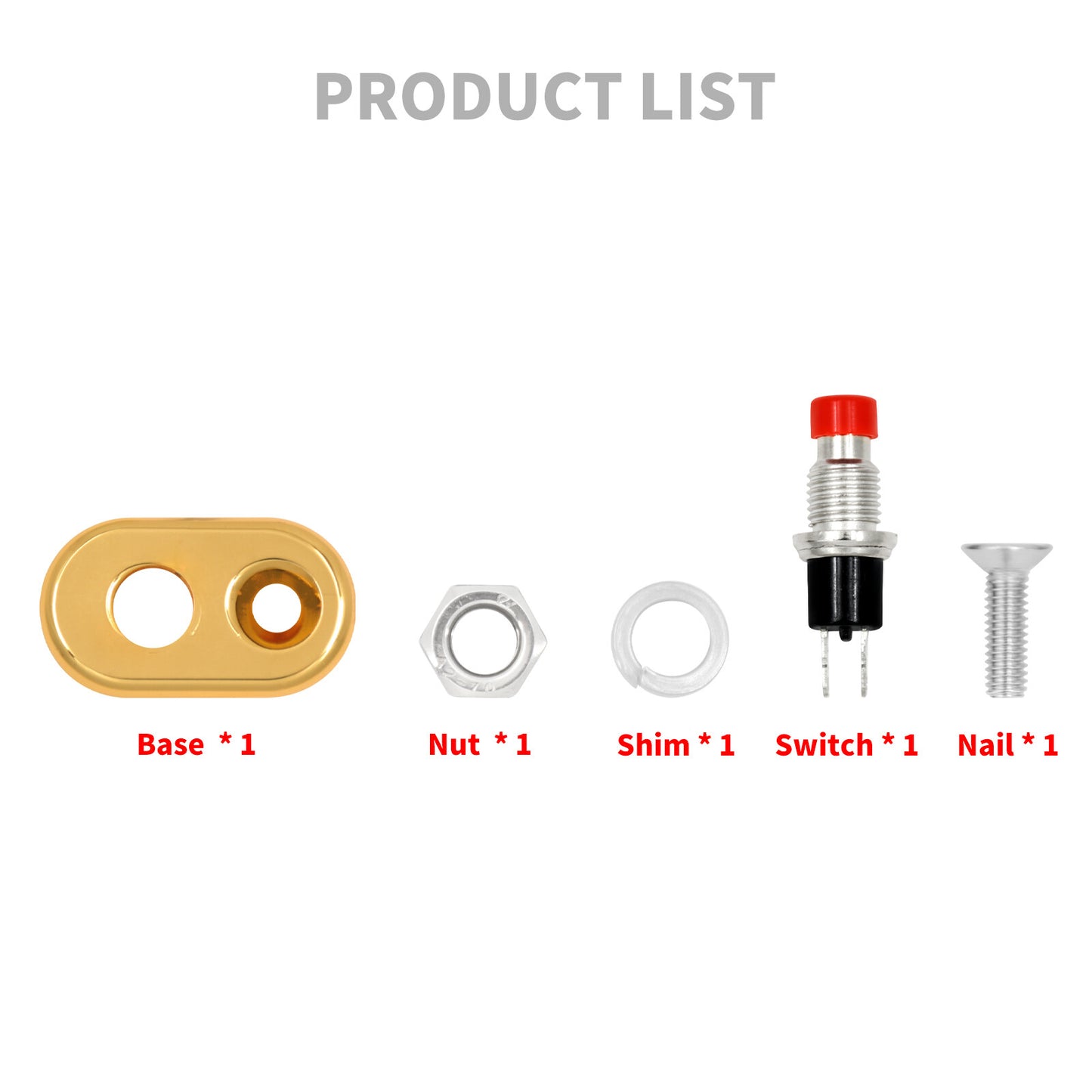 Gold Control Momentary Button Switch For Universal 1 7/8 Handlebar Motorcycle