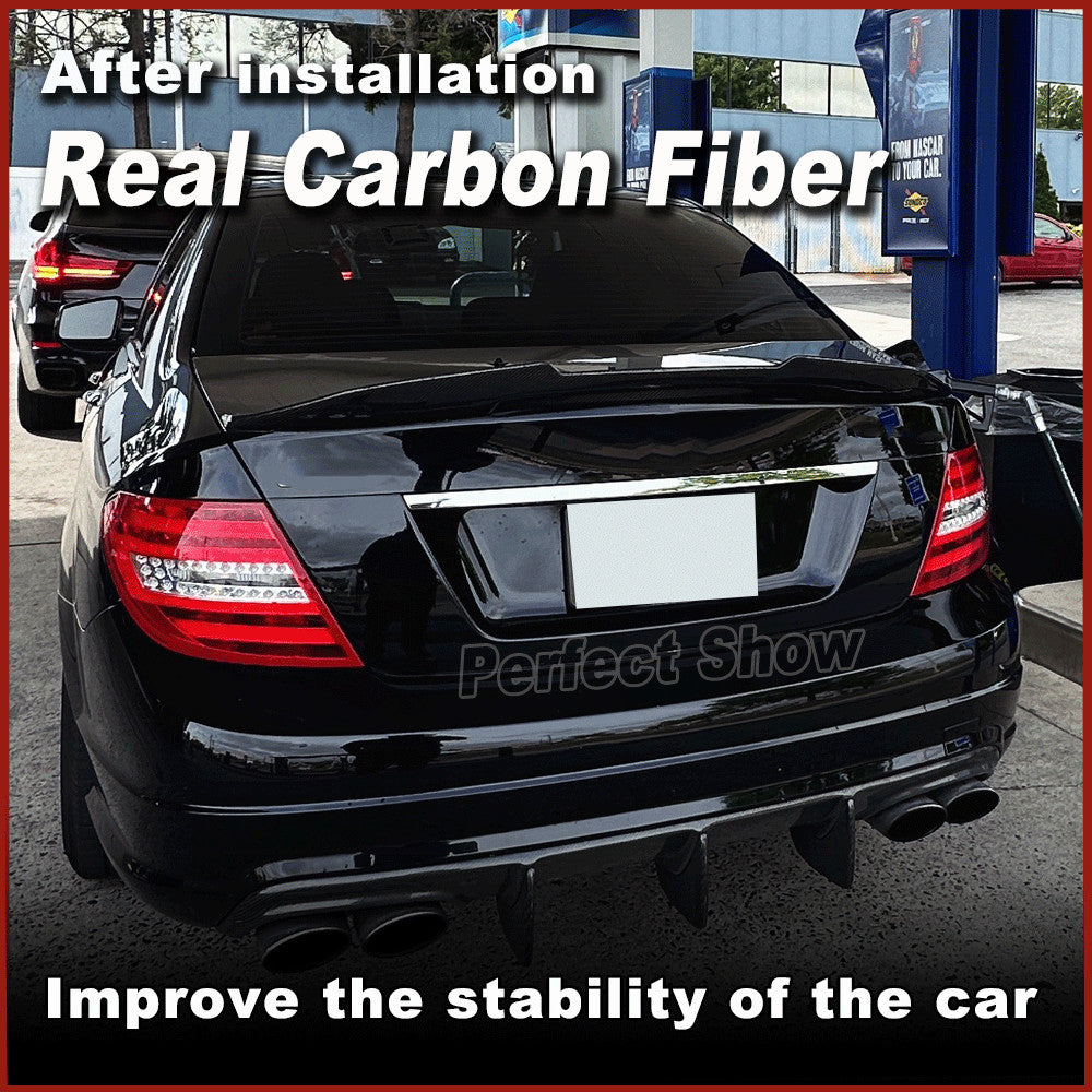 for Benz W204 C200 C250 C350 C63AMG 2007-2014 REAL CARBON Rear Trunk Spoiler Lip