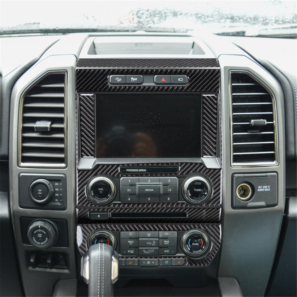 Carbon Fiber Interior Central Control Panel Trim Cover for Ford F-150 2015-2017