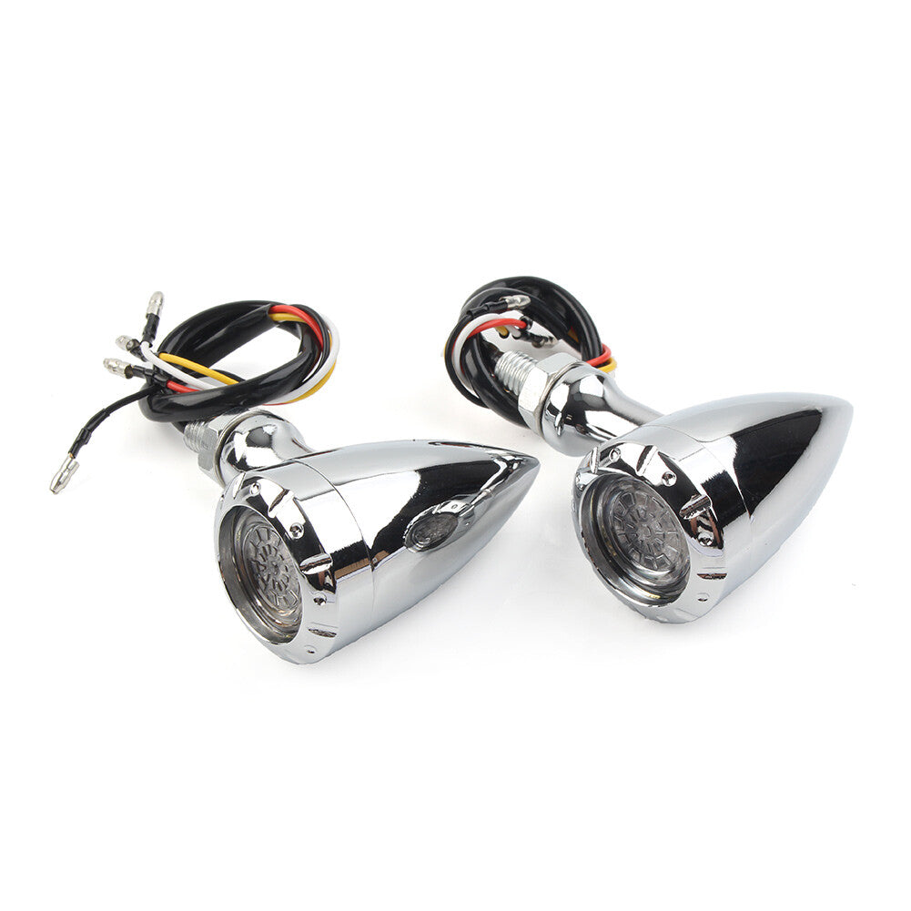 Motorcycle LED Red/Amber Brake Blinker Turn Signal Tail Light for Harley Silver