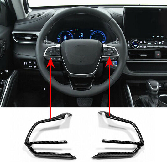 2P for Toyota Highlander 2020-2023 Carbon Fiber Inner Steering Wheel Trim Cover