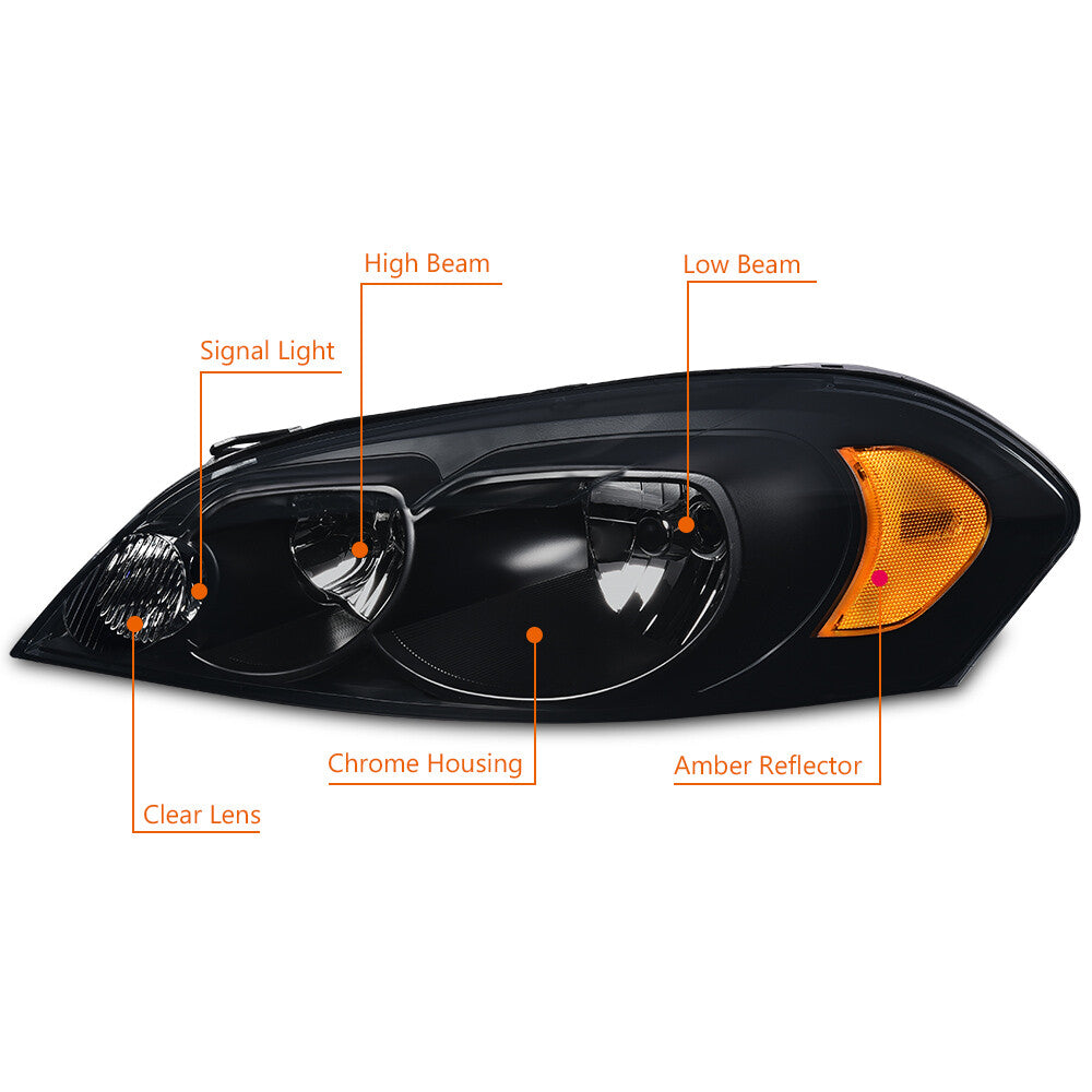 Suitable for 2006-2016 IMPALA Limited Edition Black House Amber Corner Headlamp