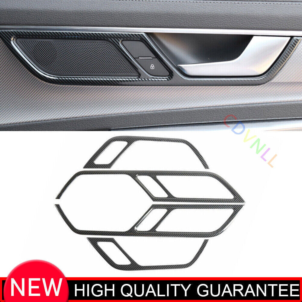 for Audi A6 A7 2019-2024 Steel Carbon Fiber Inner Door Handle Bowl Decor Trim 4P