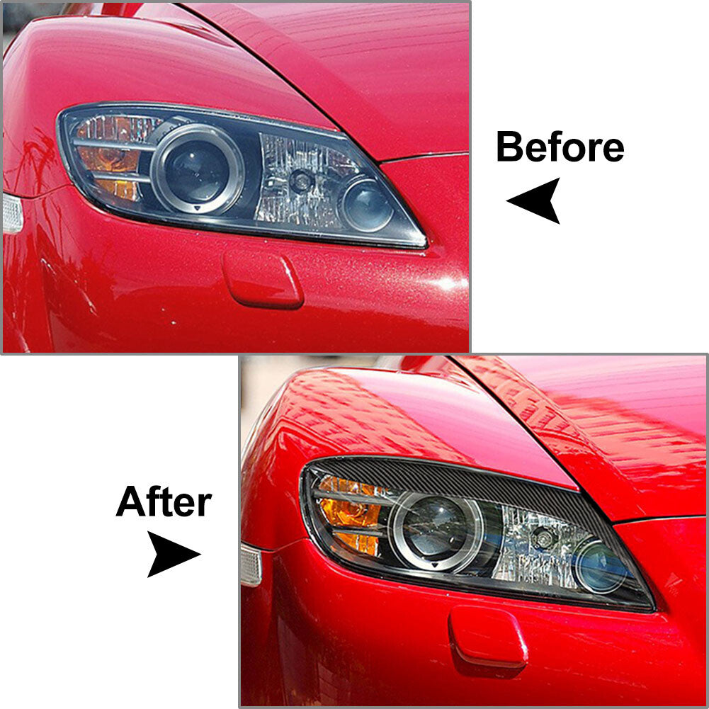 for Mazda RX-8 RX8 04-08 Carbon Fiber Car Headlight Eyebrows Eyelids Cover Trim
