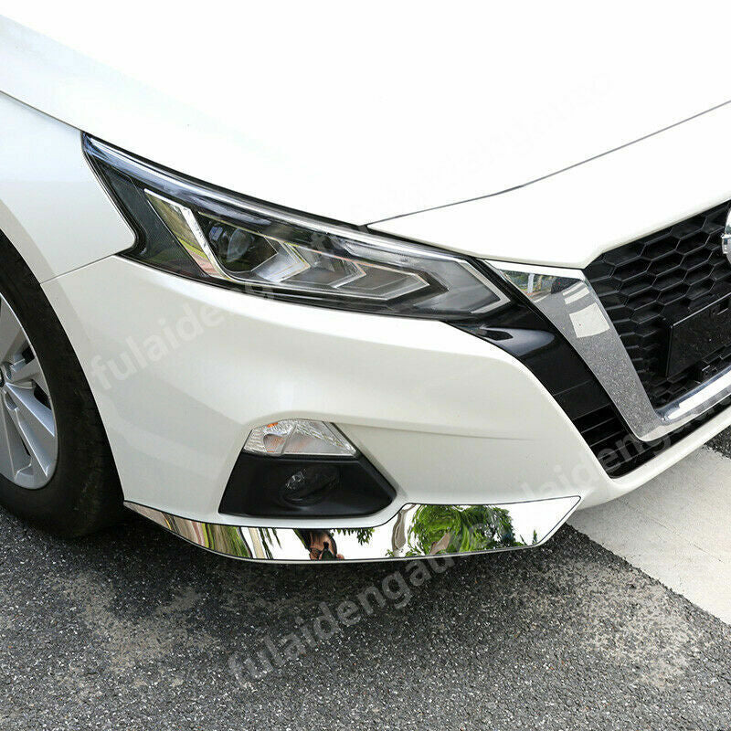 2P Chrome Steel Front Bumper Lip Corner Guard Cover Trim for Nissan Altima 19-22