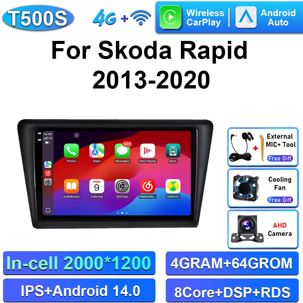 Android for Skoda Rapid 2013-2020 Car Radio Multimedia Player Carplay GPS Screen