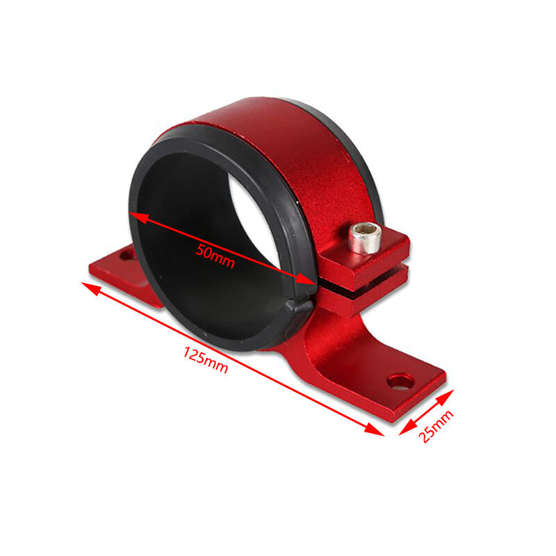 50mm Aluminum Inline Fuel Pump or Filter Mounting Bracket Mount Clamp Red