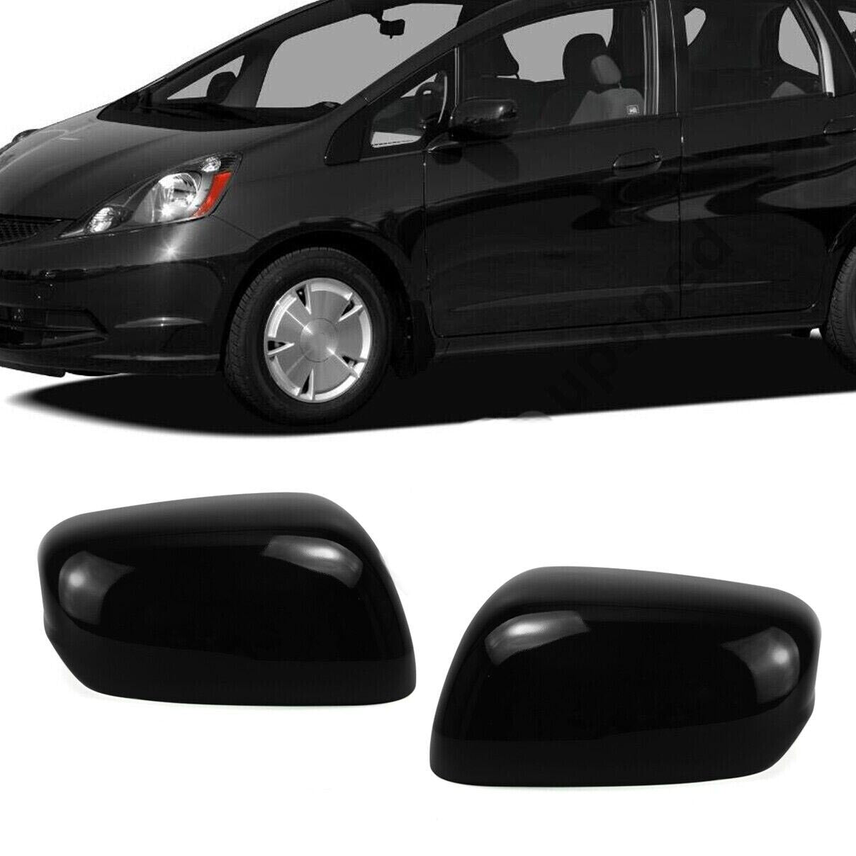 1Pair Black Left+Right Side Rearview Mirror Cap Cover for Honda Fit/Jazz 2009-13