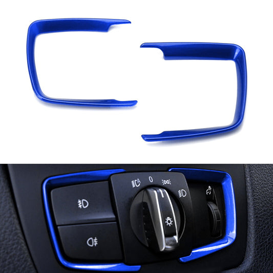 for BMW 2 3 4 Series X5 X6 Blue Headlight Switch Surrounding Decorative Trims