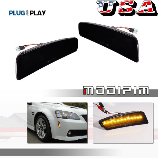 2-pack Amber Smoke Front Marker Indicator LED Lights for 2008-2009 for Pontiac G8