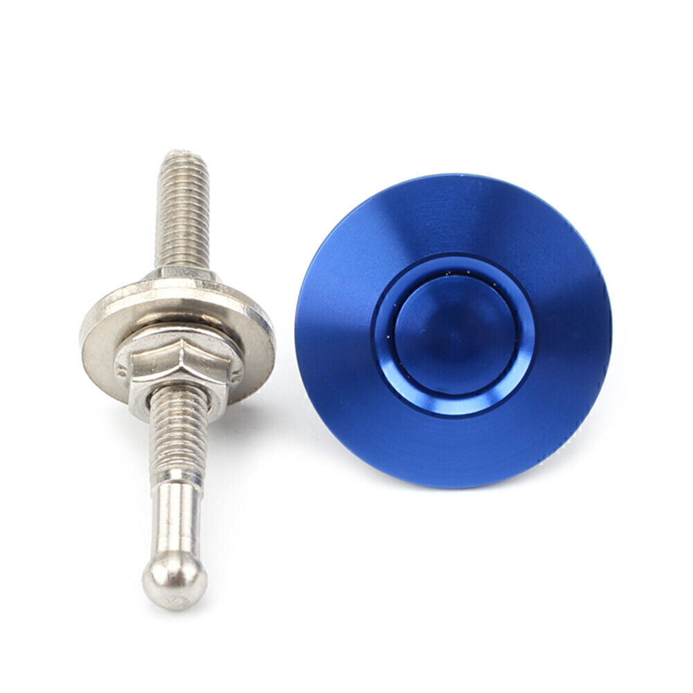 1x Blue Push Button Quick Release Car Bumper Hood Pins Bonnet Lock Latch Clip