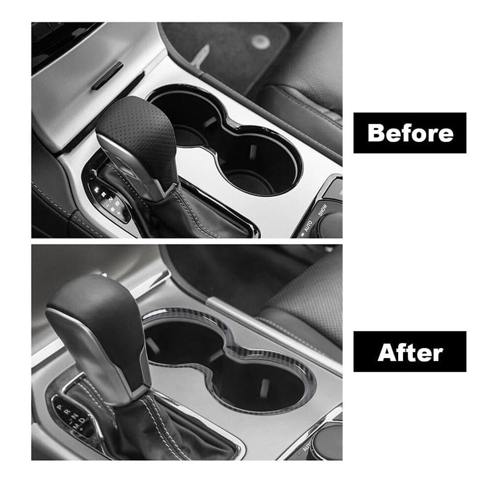 For 2011-2021 for Jeep Grand Cherokee Carbon Fibre Style Cup Holder Cover Trim Bezel