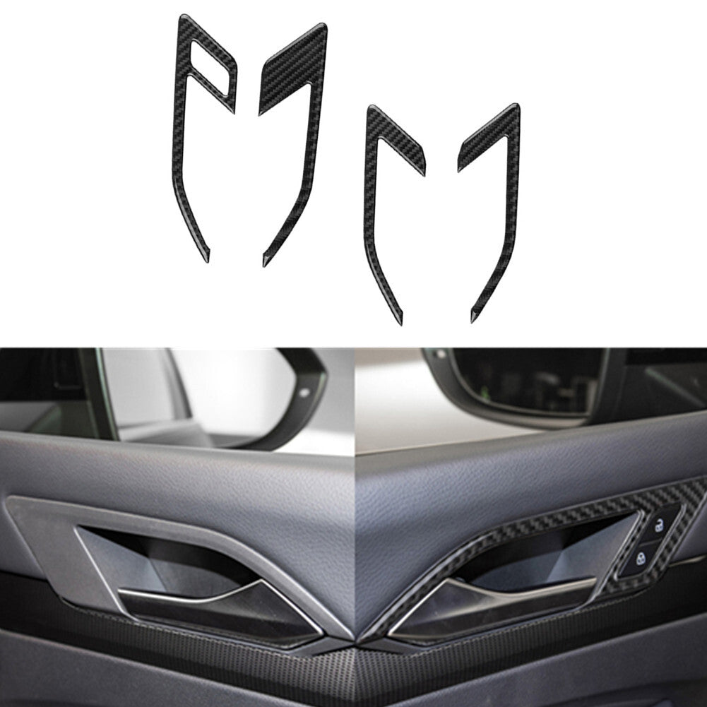 4Pcs Carbon Fiber Inner Door Handle Frame Cover Trim for VW for Golf 8 MK8 GTI 2021