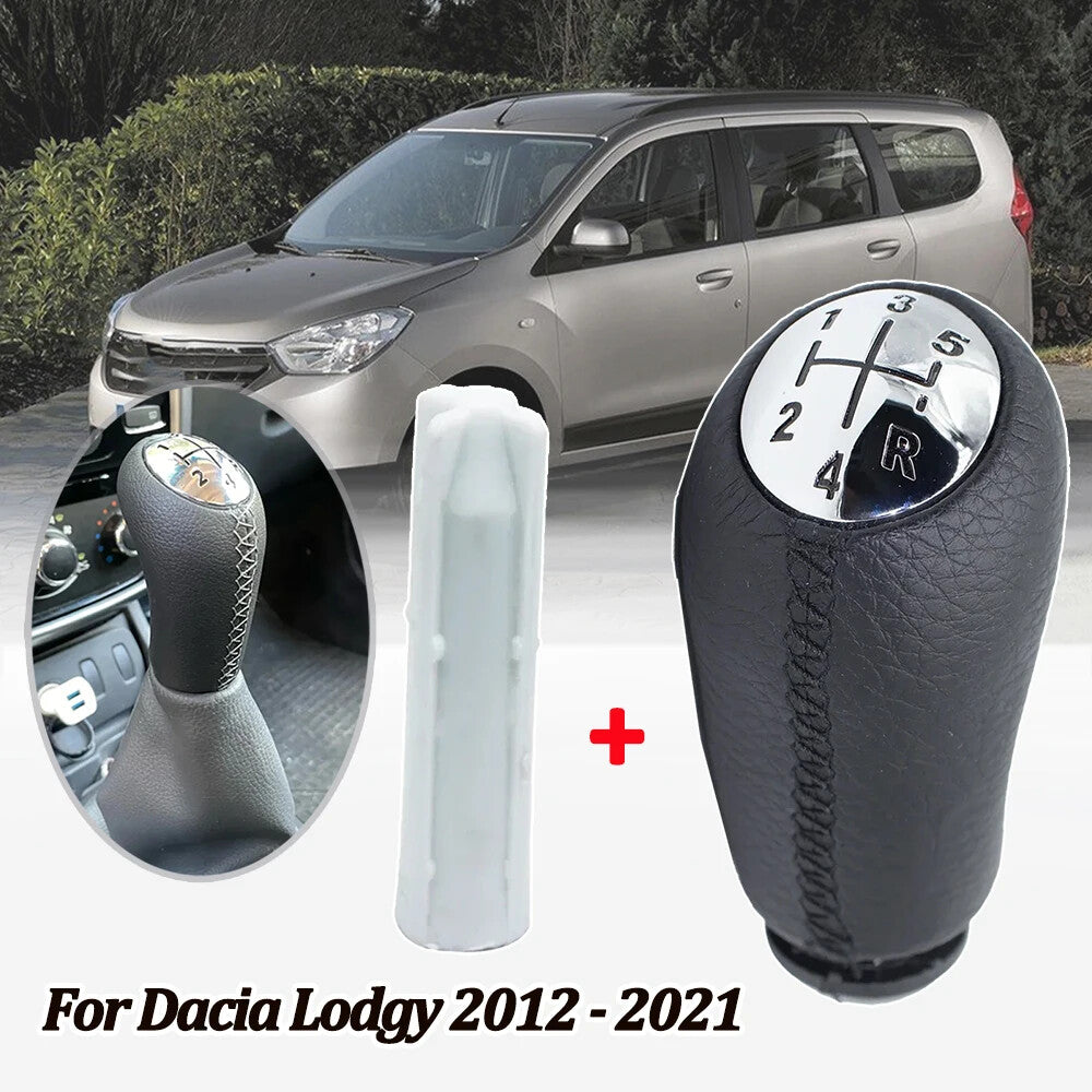 Gear Shift Knob for Renault for Dacia Lodgy Inner Sleeve 5 Speed+R Black Leather MT