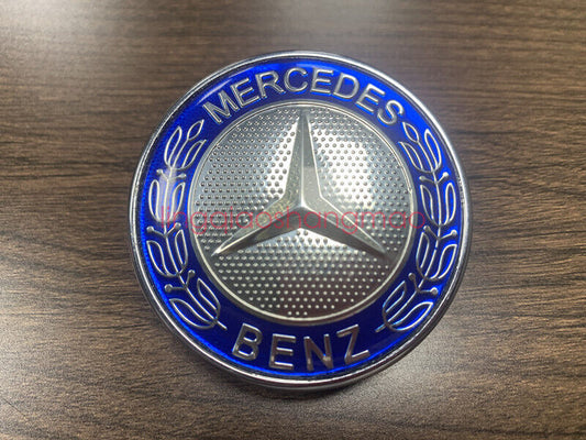 Blue Flat Hood Ornament Badge Emblem for Mercedes C-class W205 W212 57mm