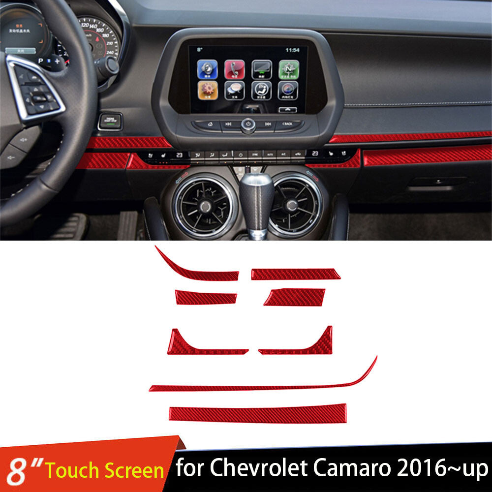 Red Carbon Fiber Central Control Dashboard Panel Trim for Chevrolet Camaro 2016+