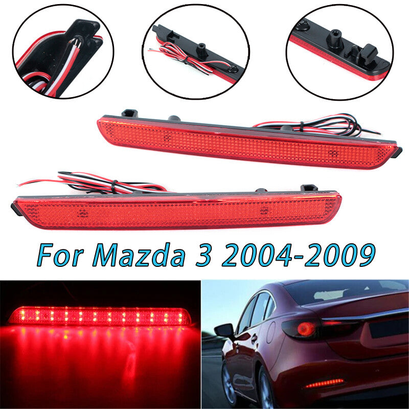 Pair Fog Lamp 24 LED Rear Reflectors Running Turning Light for Mazda 3 2004-2009
