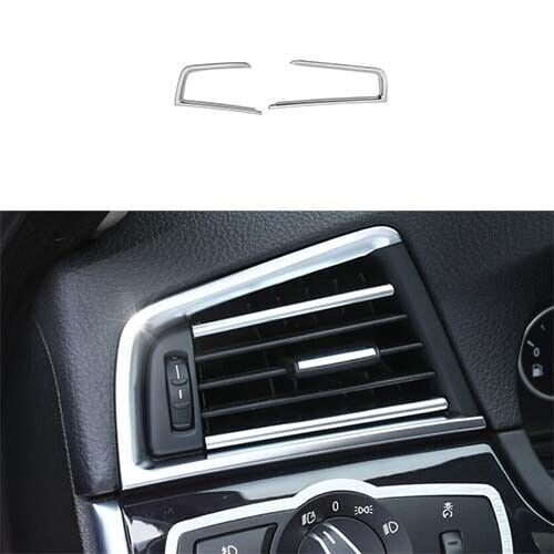 Matte Silver Console LR Air Outlet Vent Trim 2X Fit for BMW 5 Series 2011-2017