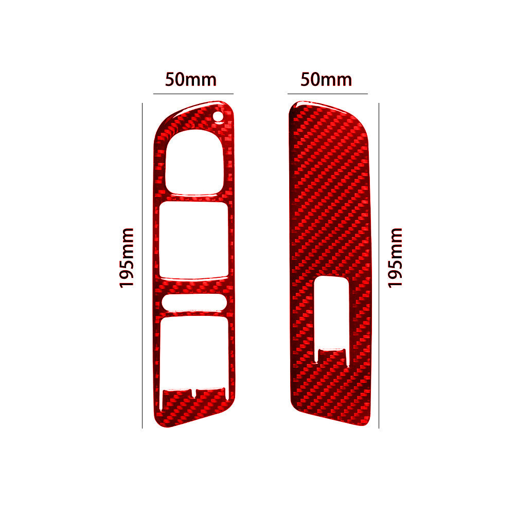 Red Carbon Fiber Front Door Window Lift Switch Trim for Volkswagen for Tiguan 13-17