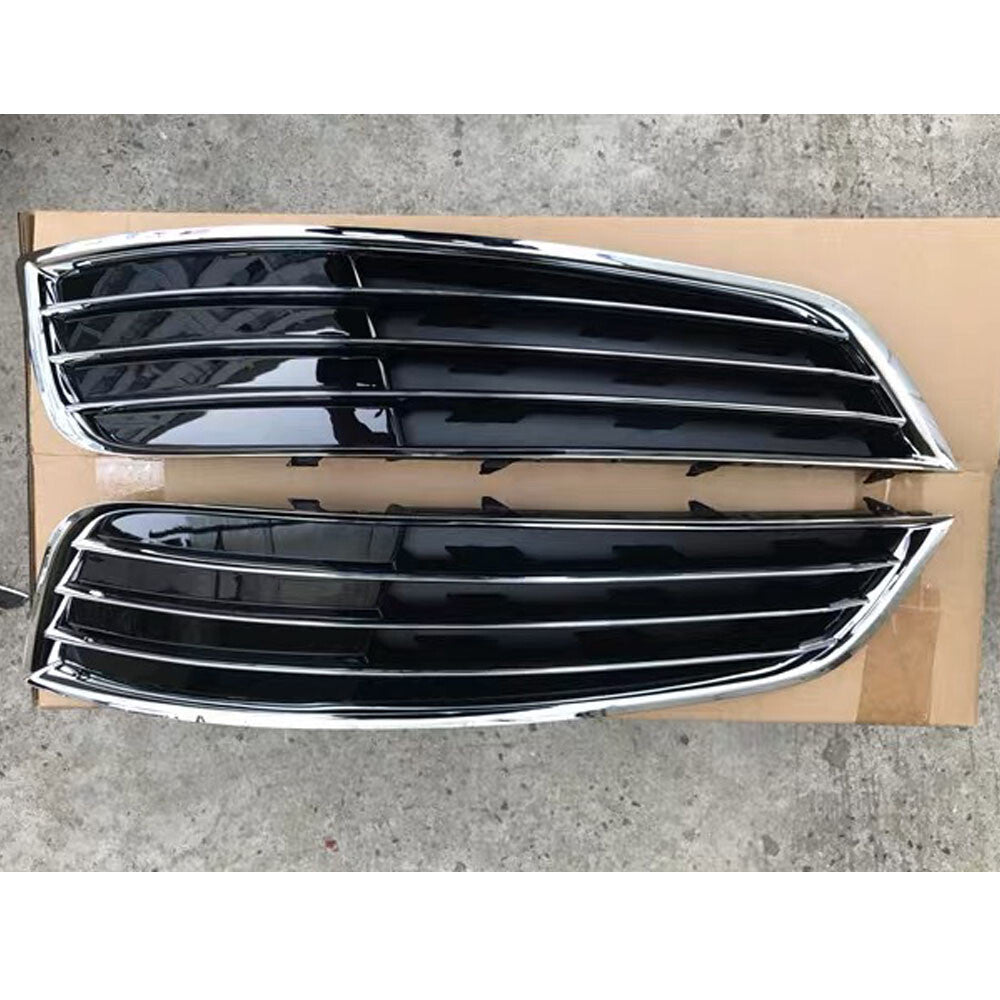 Front Bumper Mesh Grille+Fog Light Lamp Cover Grill Fit for Audi for A8 D4 2010-2014