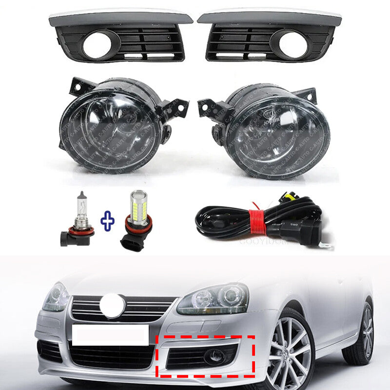 One set of fog light covers and wiring for the front bumper of for Volkswagen for Jetta V MK5 2006-2011.