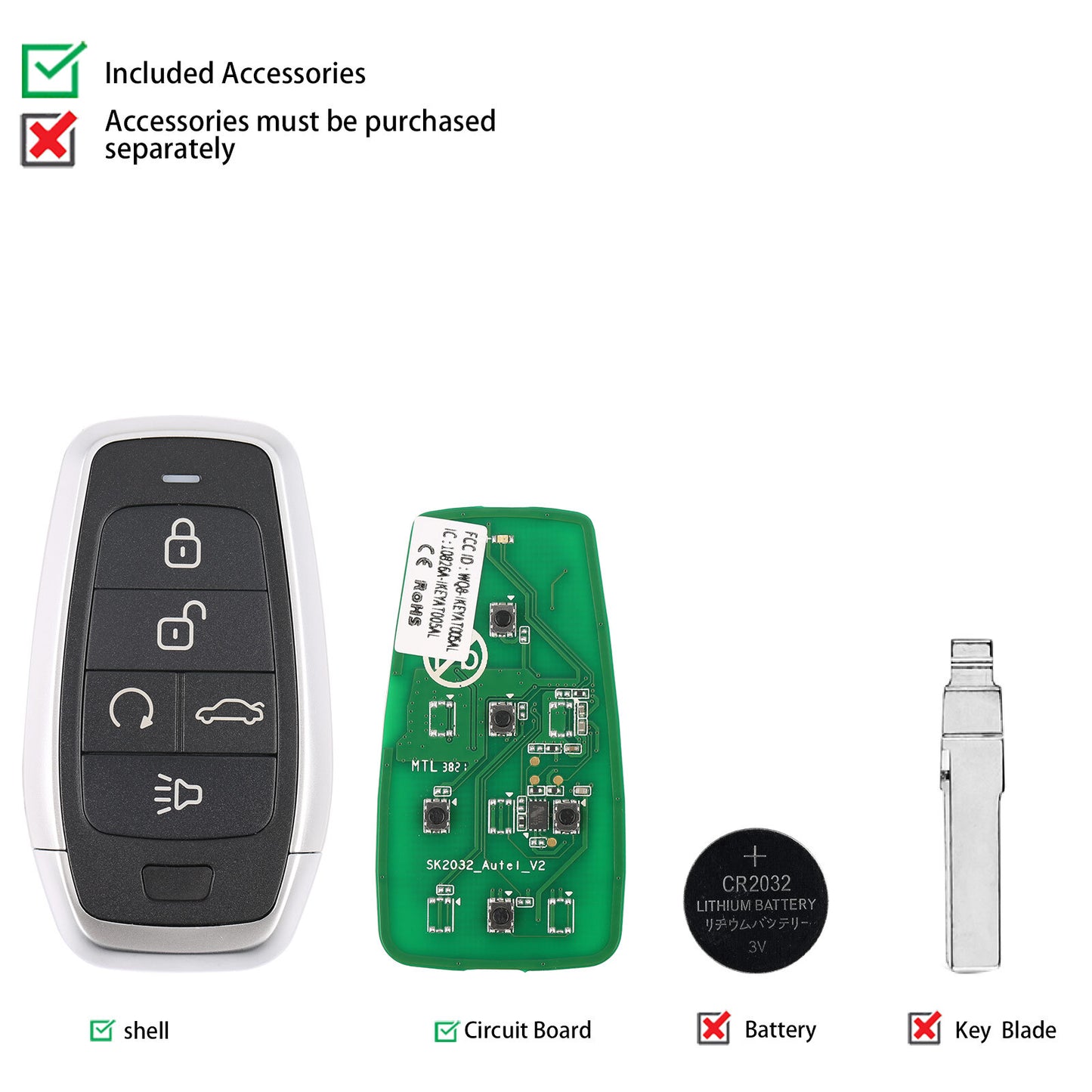 New MAXIIM IKEY Standard Style IKEYAT005BL 5 Buttons for Smart Key Remote