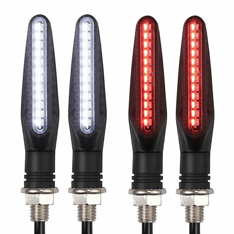 4x Sequential Flowing 24 LED Motorcycle Turn Signal DRL Brake Indicator Lights