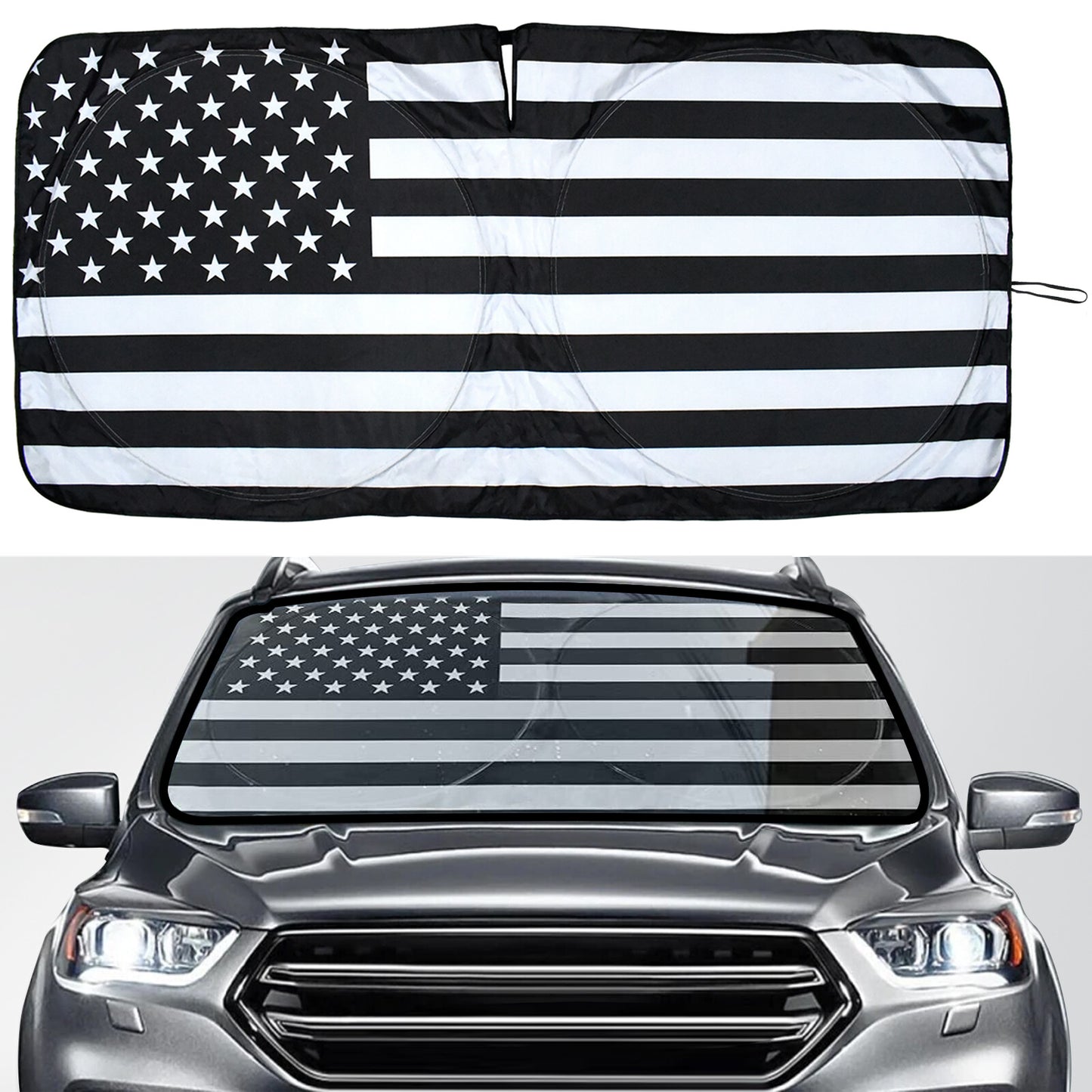 for HYUNDAI Accessory US Flag Large Car Windshield Sun Shade Shield Cover Visor