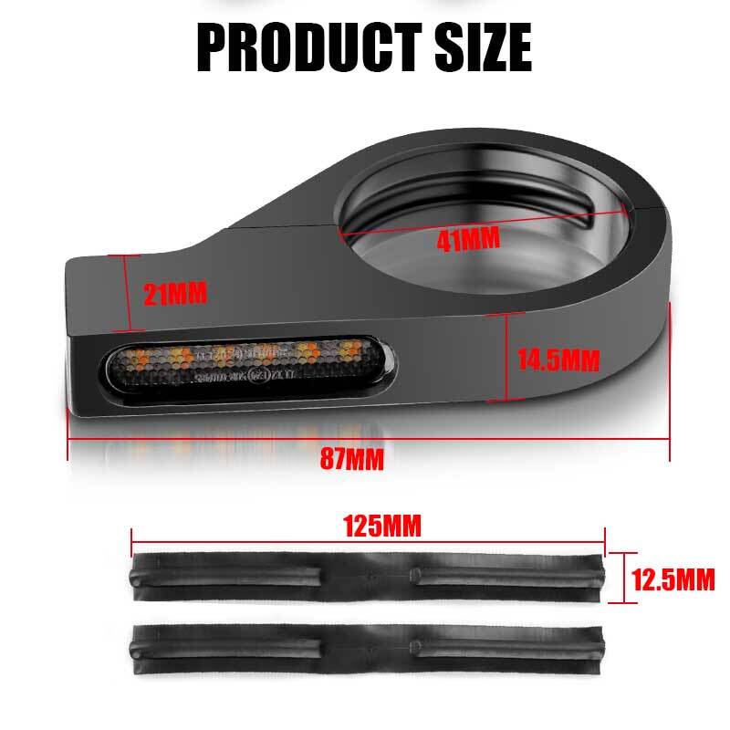 Motorcycle 41mm Fork Clamp Front LED Turn Signals Blinker Light Amber+White DRL