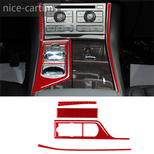 4¡ÁRed Carbon Fiber Central Control Gear Shift Panel Trim for Jaguar XF 2009-2011