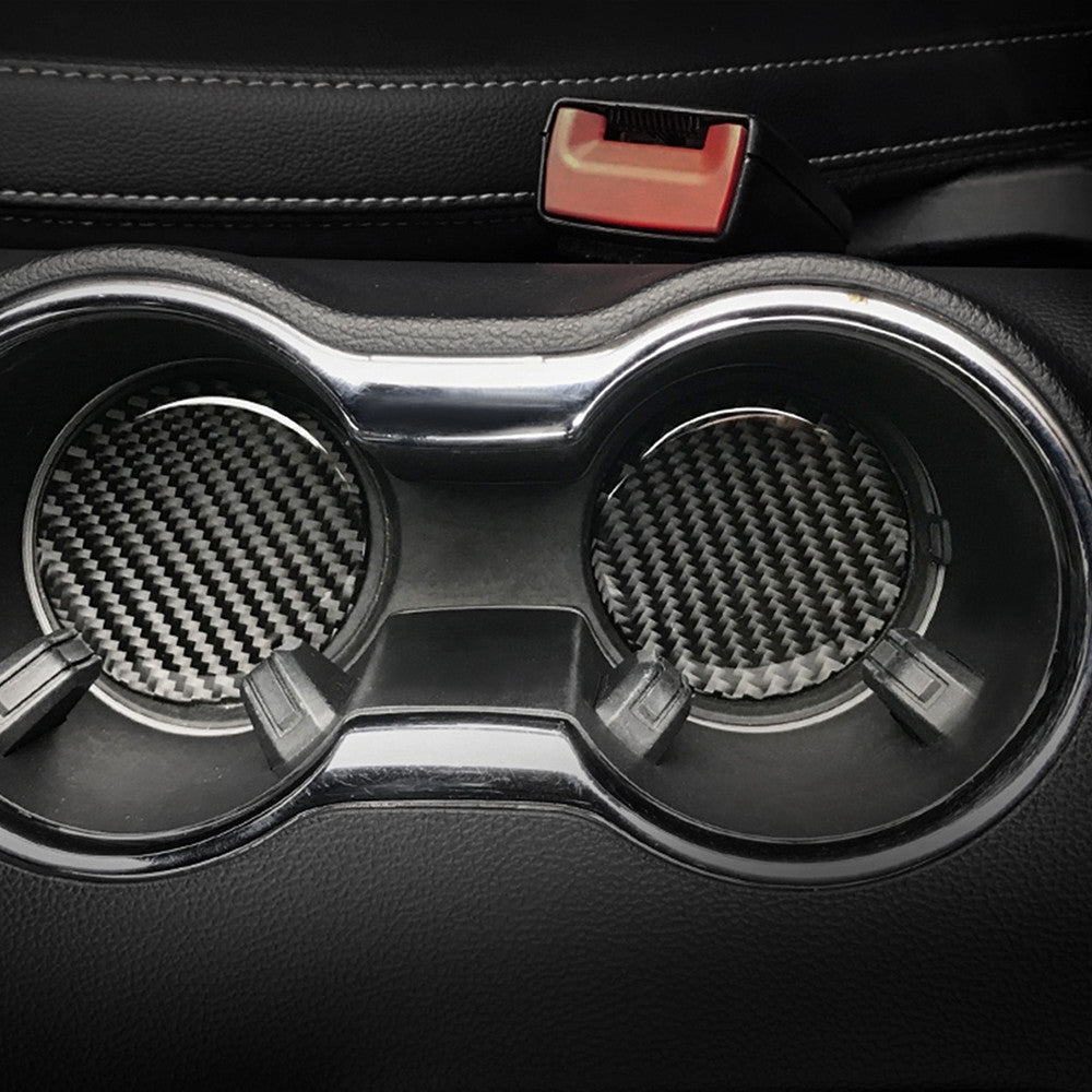 Carbon Fiber Water Cup Holder Coasters Pad Decoration for Ford for Mustang 2015-2023